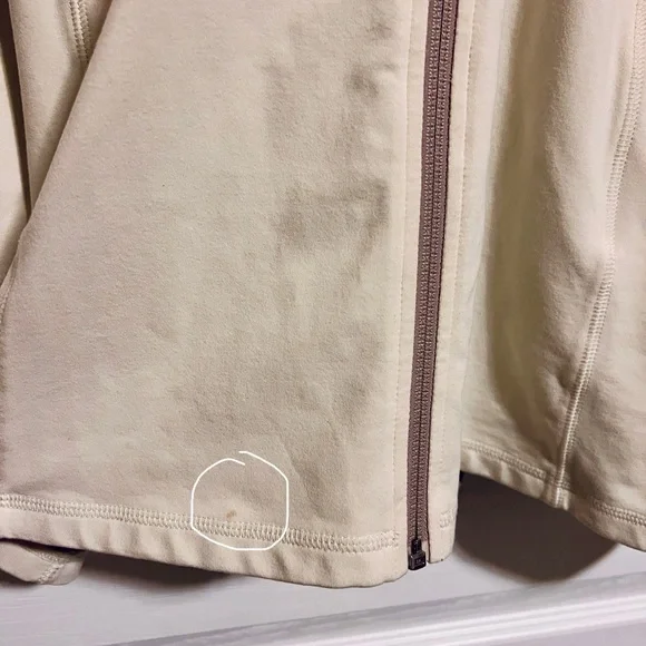 Athleta Women's Cream and Brown Full Zip Sweatshirt Jacket with Hood - Picture 10 of 10